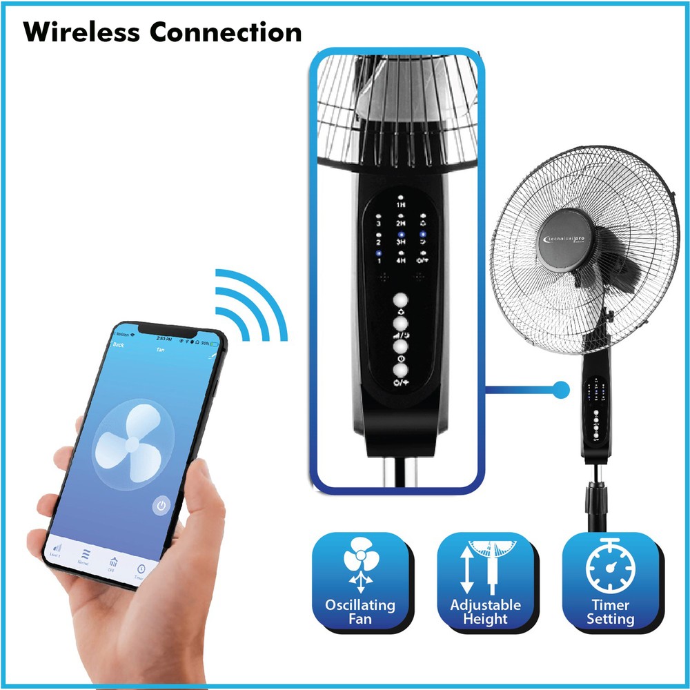 Technical Pro FXA16 Alexa & Google Home Enabled 16" Oscillating Fan