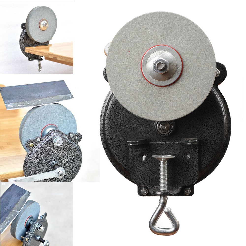 6” Hand Grinder Bench Mount Hand Crank Grinder Sharpener Tool Knives Sharpener