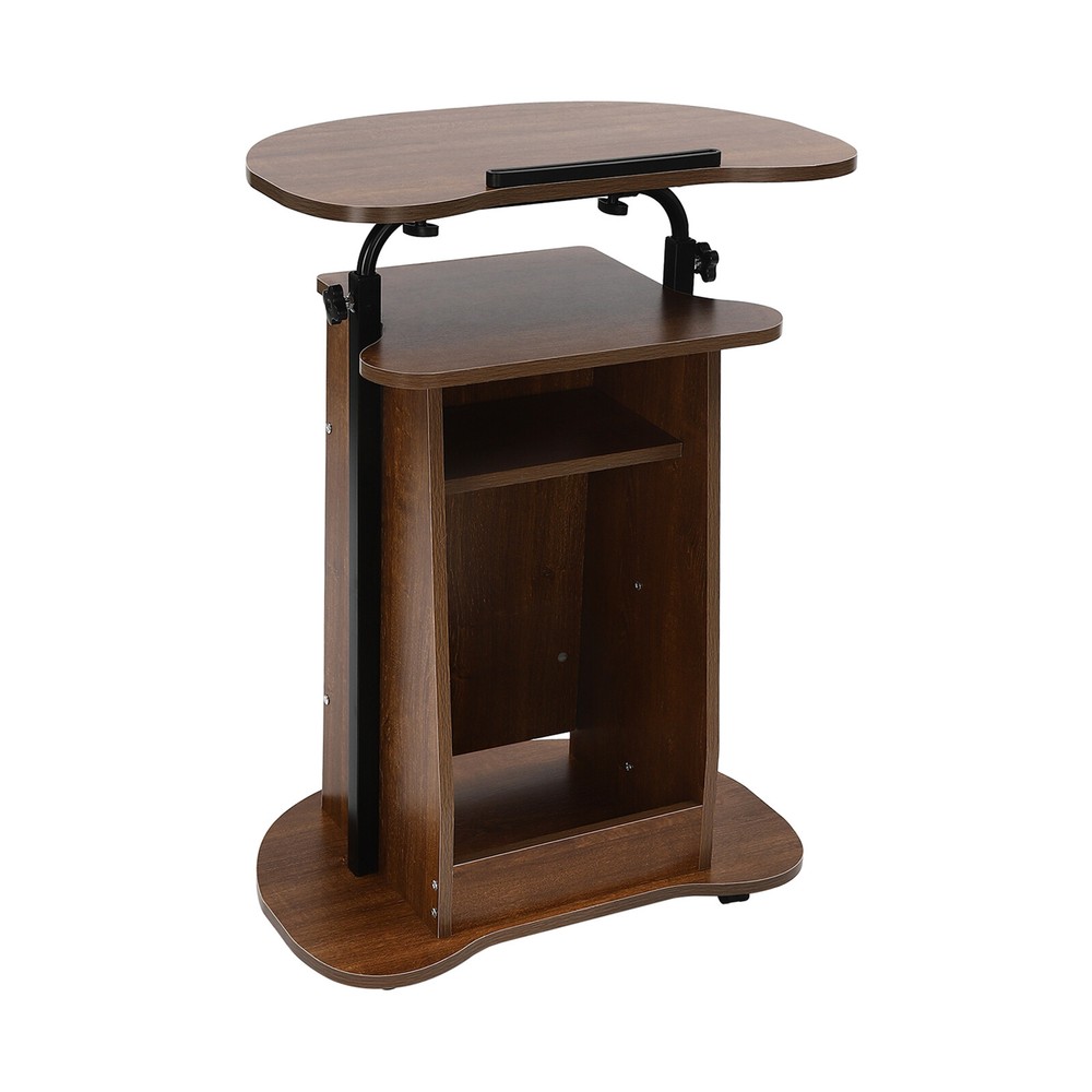 Height Adjustable Mobile Presentation Stand with Storage and Wheels