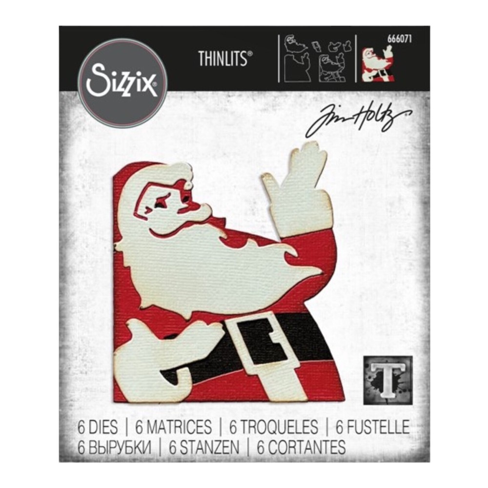 Retro Santa Christmas Sizzix Thinlits Metal Die Set Tim Holtz 666071 NEW!