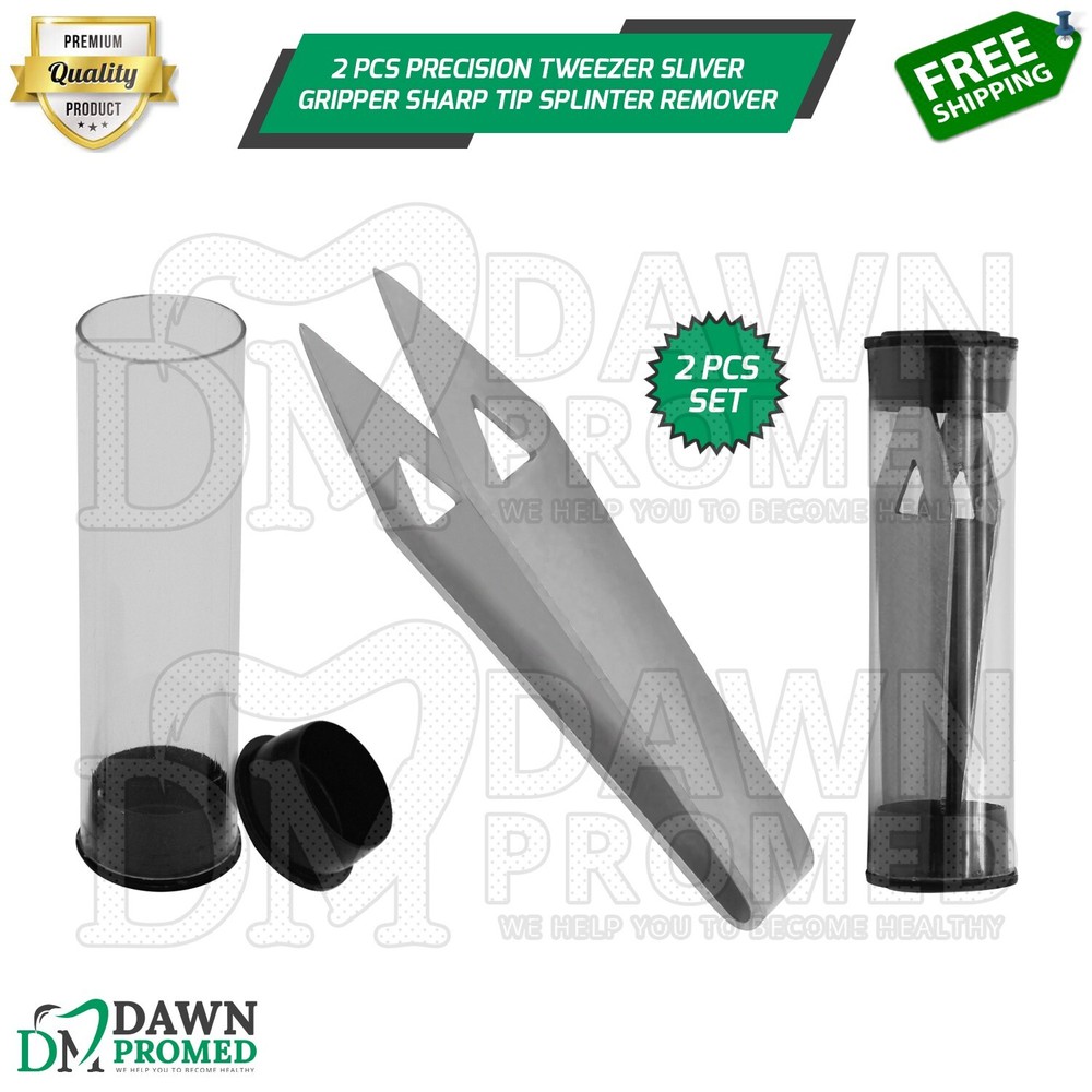 2 Pcs Precision Tweezer Silver Gripper Sharp Tip Splinter Remover Tweezers Set