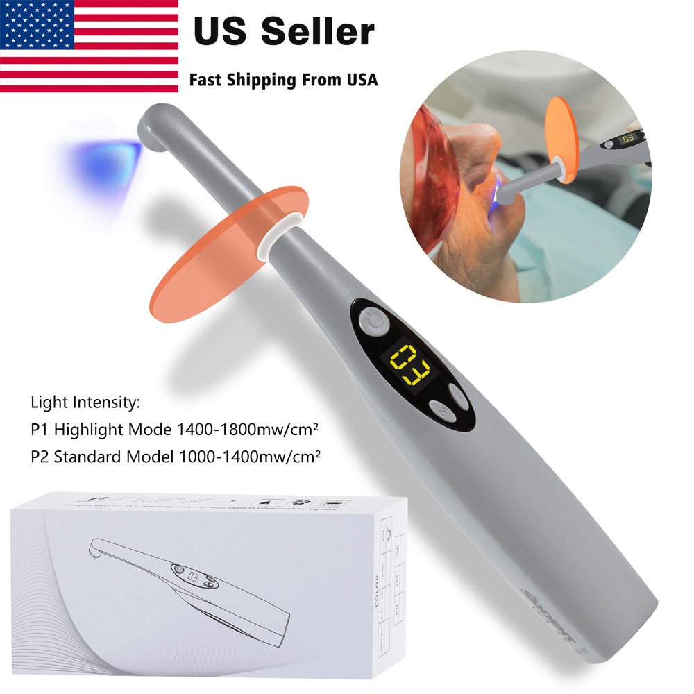 Dental Wireless Curing Light 3 Second Cure LED Lamp 2200MW 2 Modes