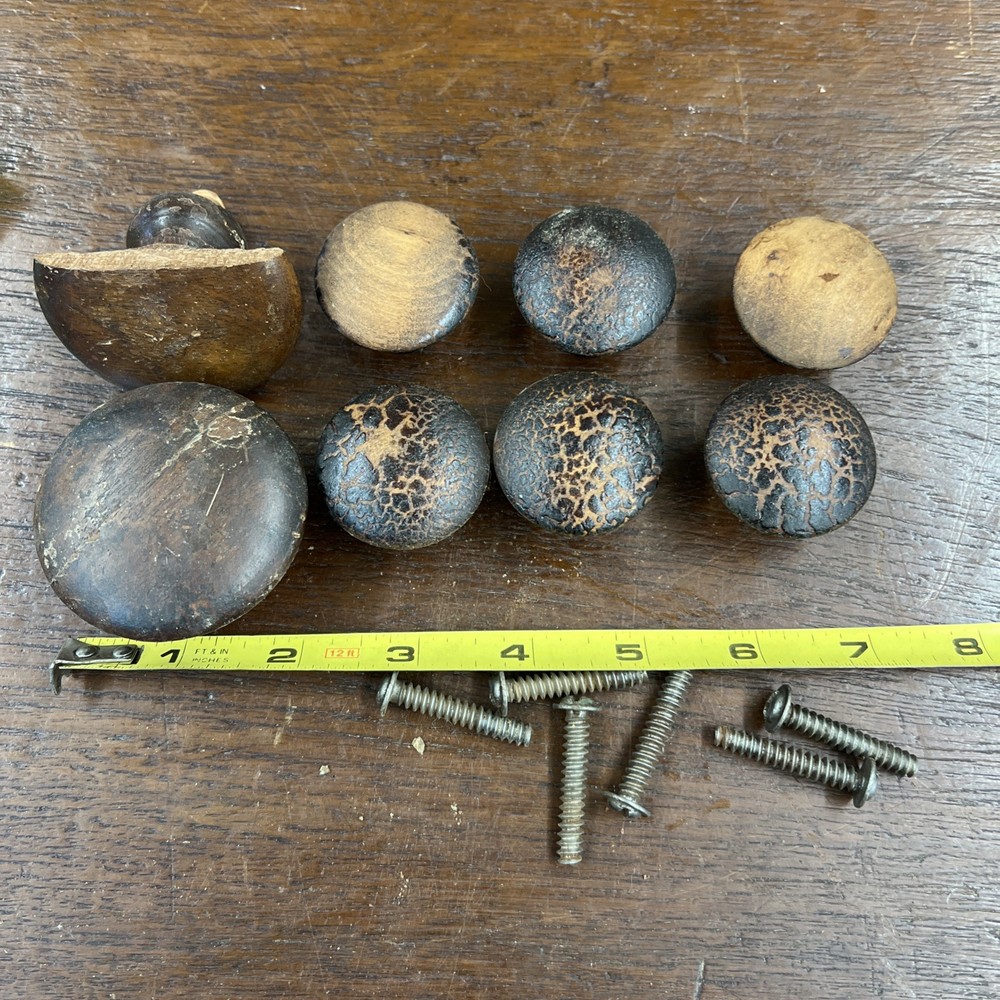 19thC Mahogany Knobs As Found 6 And 2