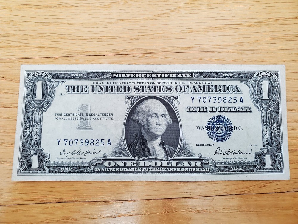 $1 Bill Silver Certificate Blue Seal Series 1957B