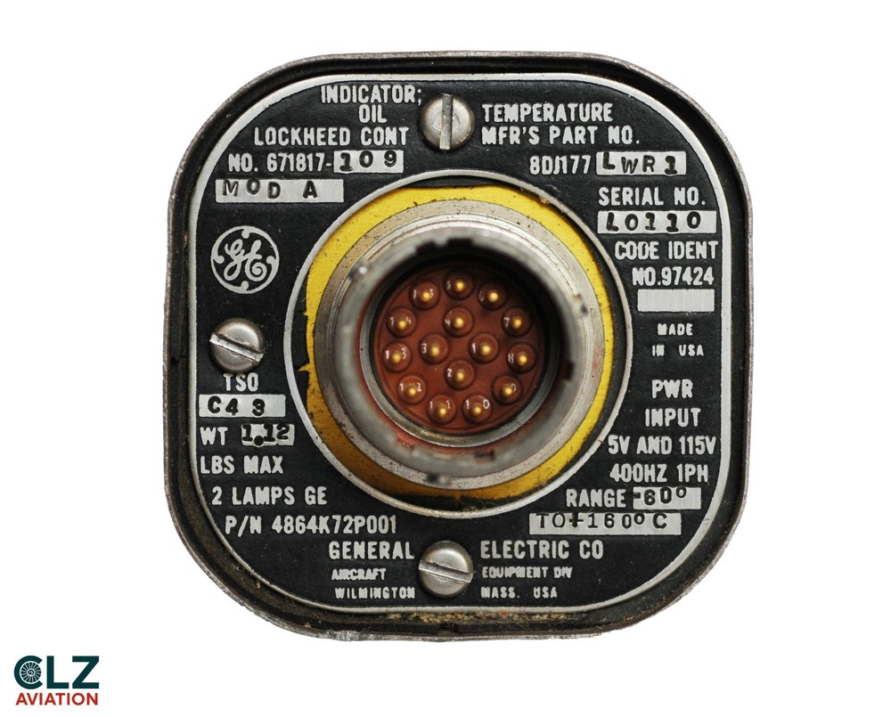 TWA Lockheed L-1011 Tristar N31018 Temperature Indicator Cockpit Gauge