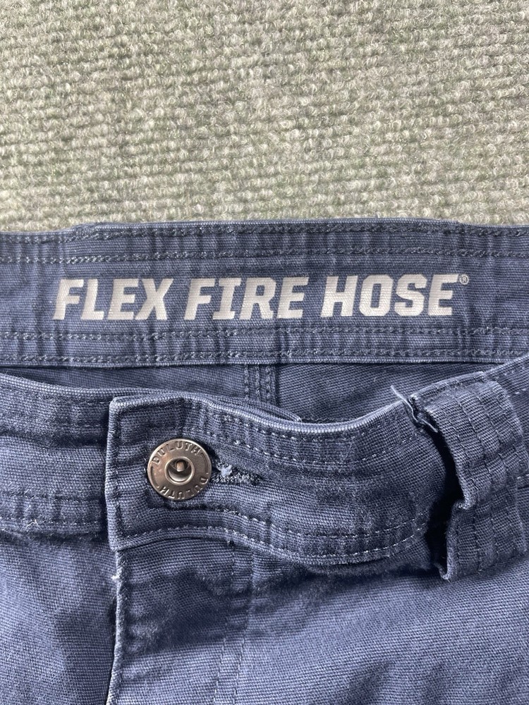 Duluth Trading Flex Fire Hose Work Pants 38x32 Blue Cotton Blend Construction