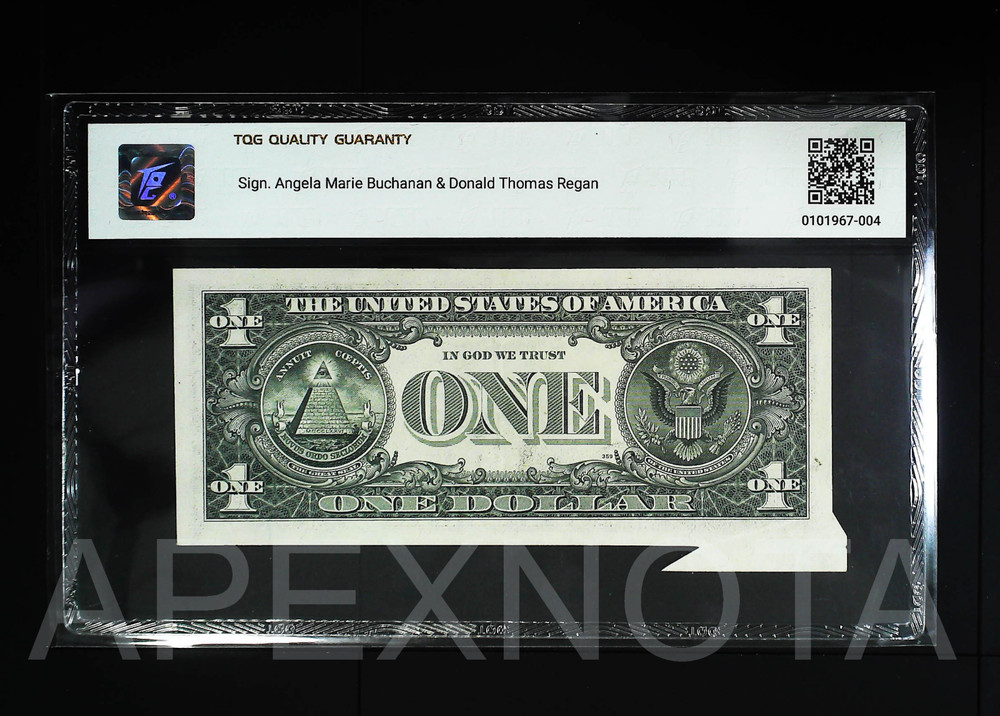 [FOLD ERROR] FRN $1 1981 AU 50 ABOUT UNC FANCY BUTTERFLY FOLD ERROR