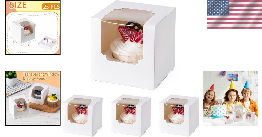 Stackable 25 Pack Cupcake Boxes with Windows – Perfect for Parties and Gifting