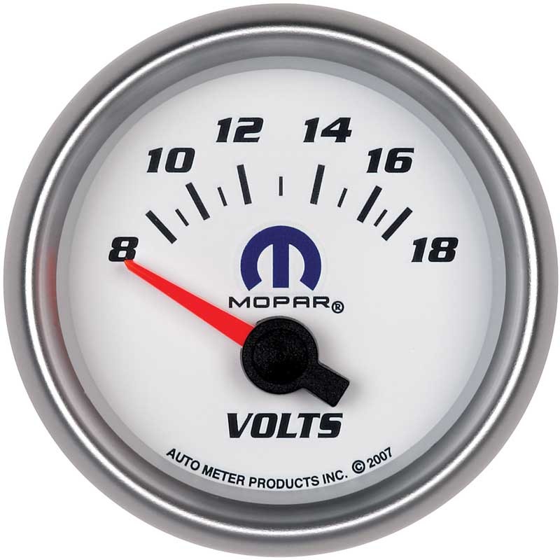 Mopar Performance 2-1/16" White Face Voltmeter
