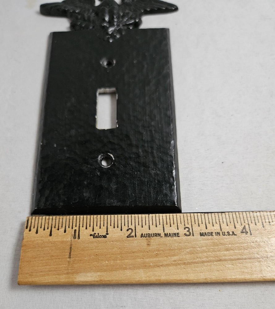 Vintage Black Hammered Eagle Single Light Switch Plate Cover Metal Rustic