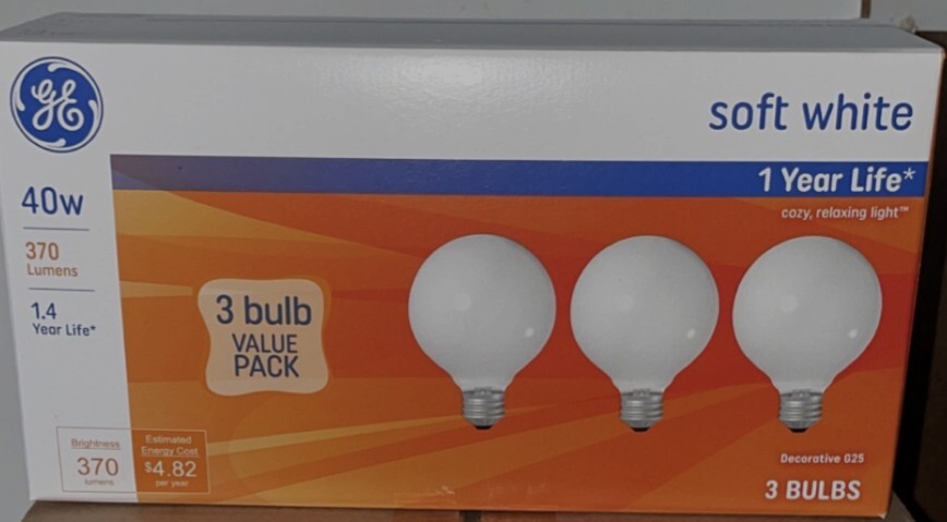 ***12 Bulbs*** GE 40-Watt Soft White G25 Vanity Globe Light Bulbs Medium Base