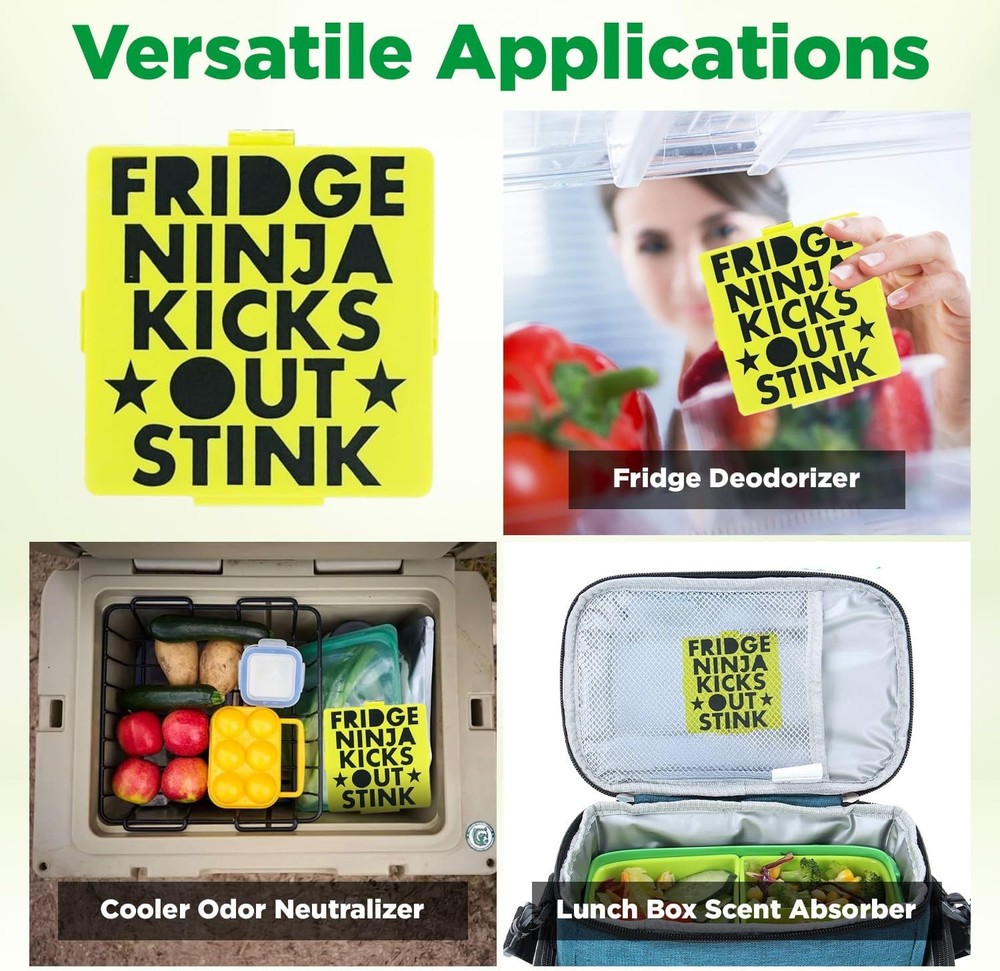Fridge Ninja Compact Fridge Deodorizer (2 Pack) - More Effective Than Baking