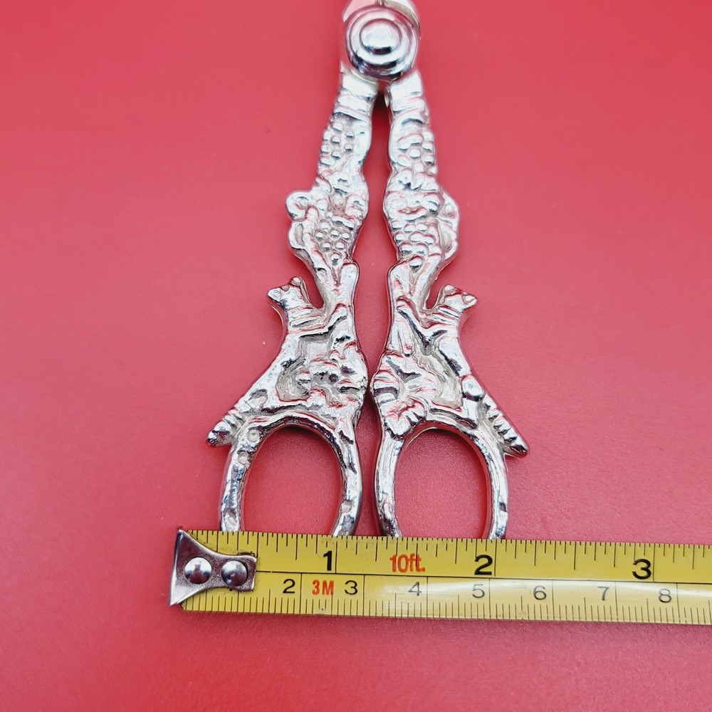Vintage Silver Plate Victorian Style Grape Scissors Fox & Grapes Design