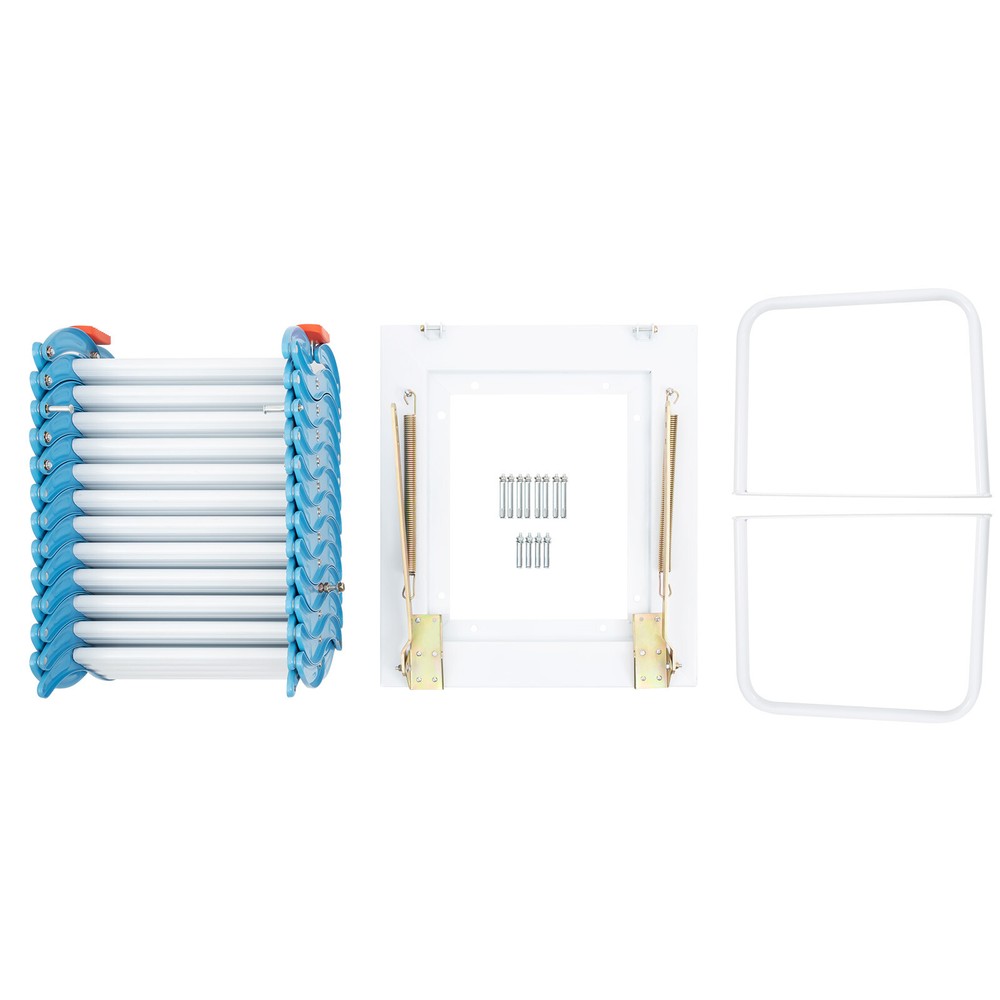 Attic Ladder Wall Mounted Ladder Folding Stairs 12 Steps Pull Down Ladder