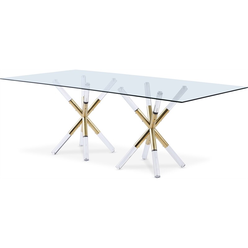 Meridian Furniture Mercury Rectangular Tempered Glass Top Dining Table