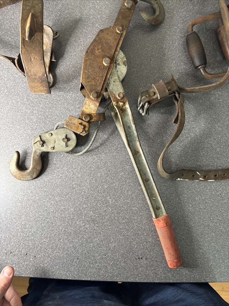 Vintage Lineman Pole Climbing Gear Lot