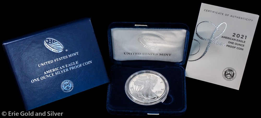 2021-W $1 US Mint Proof American Silver Eagle w/ Box & COA