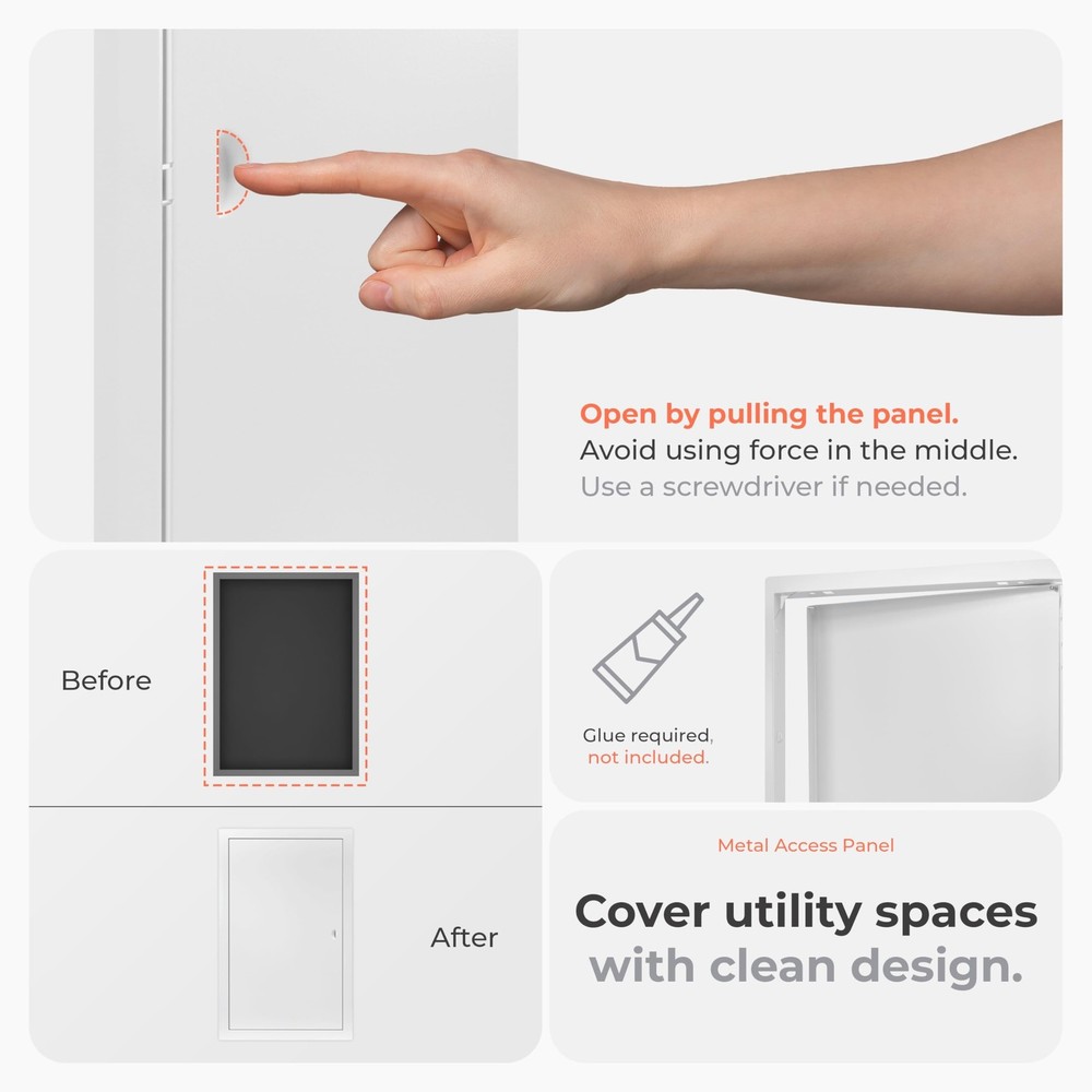 12 x 20 Inch Metal Access Panel for Drywall - White Rectangular Plumbing Acce...