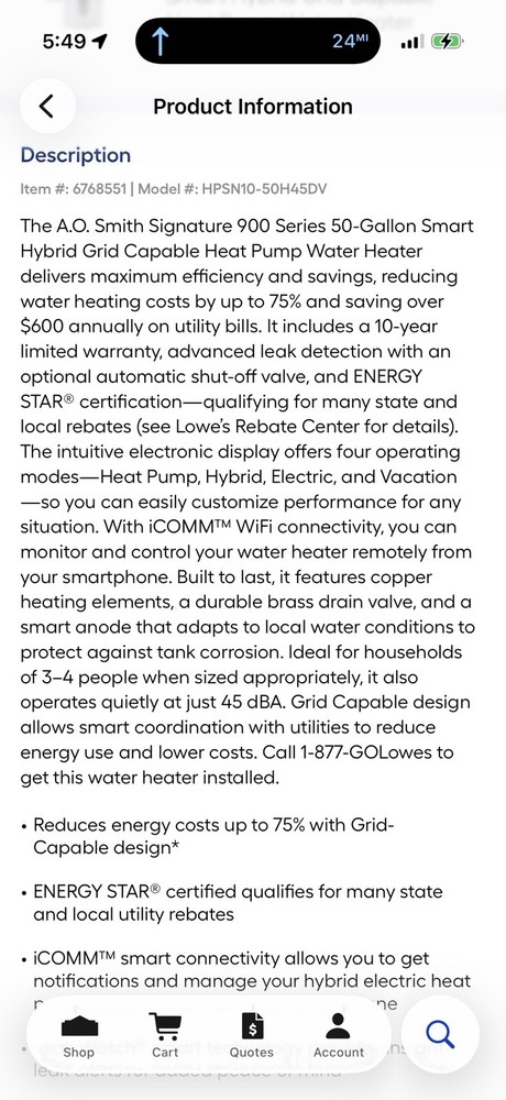 🔥 NEW - A.O. Smith 900 50 Gal Hybrid Heat Pump Water Heater,