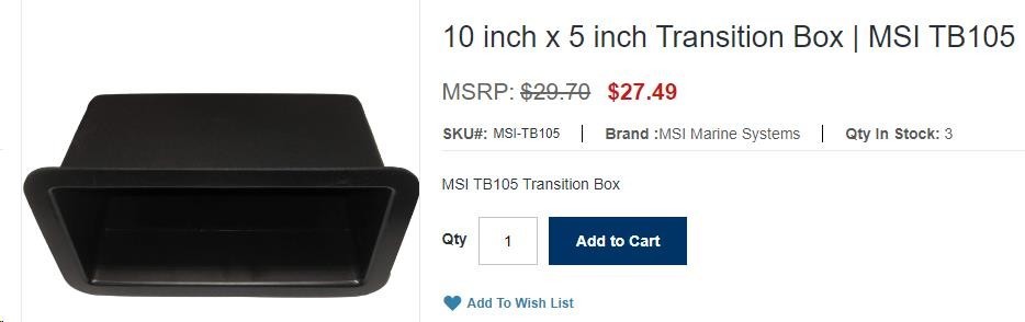 Blank 10" x 5" ABS Plastic Transition Box by MSI (TB105)