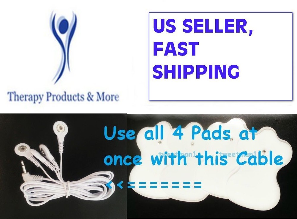OMRON PM3030 - Compatible Lead Cable/Electrode Wire w/ 4 ELECTROTHERAPY PADS