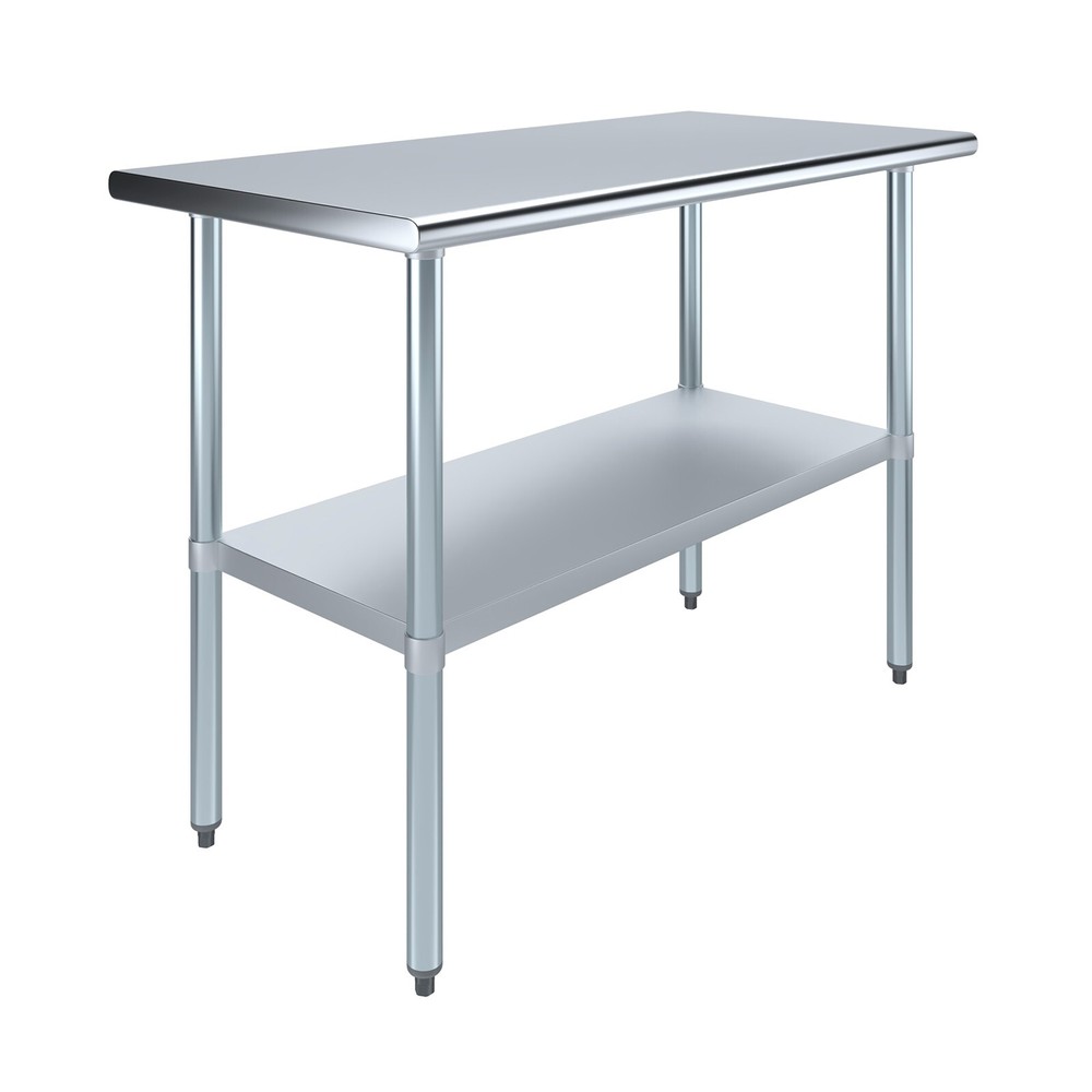 24" X 48" Stainless Steel Work Table With Galvanized Undershelf