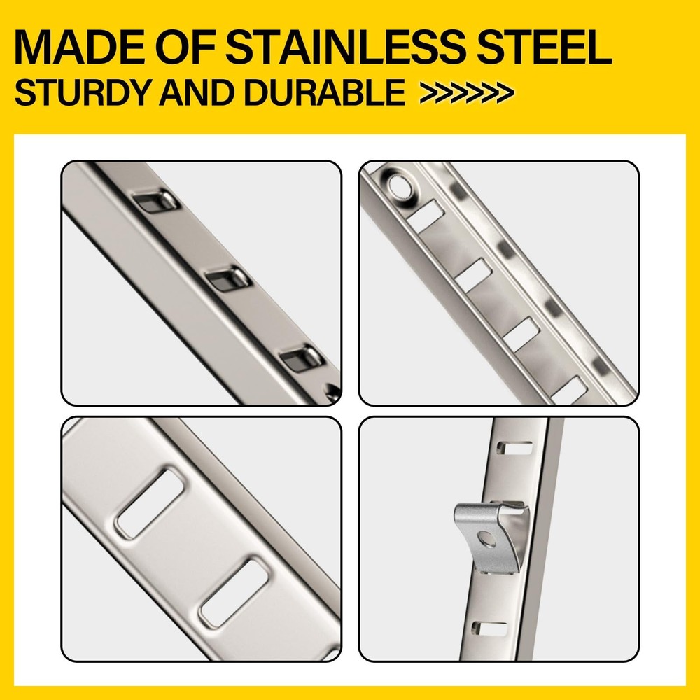 8 PCS Adjustable Shelf Bracket 40 Inch Pilaster Strips Rail Track Silver
