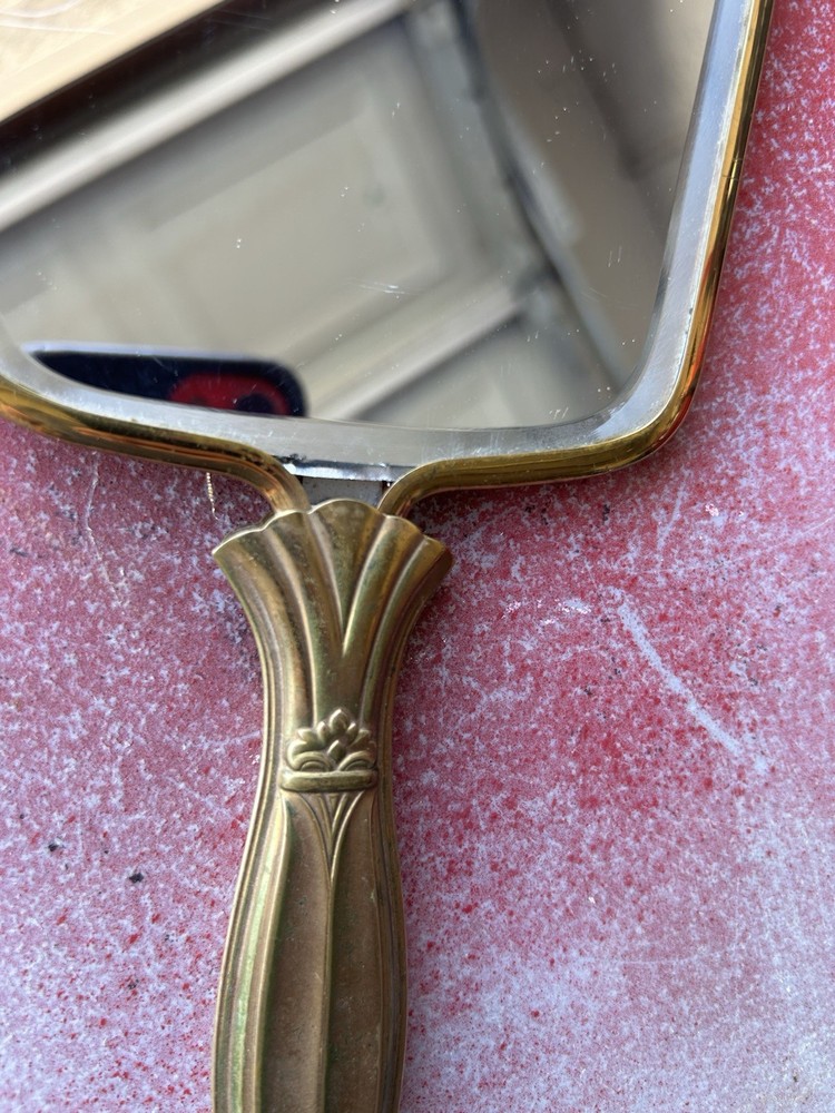 Antique Padded Hand Held Vanity Mirror