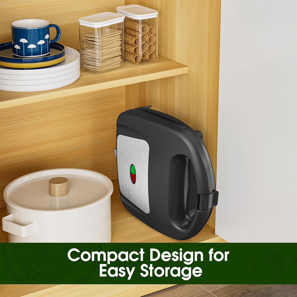 Mini Waffle Maker Kids Make Bite-Sized 8 2" Tiny Waffles Great Breakfast Snacks