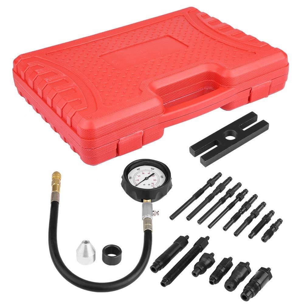 16Pcs Diesel Engine Compression Gauge Tester Cylinder Pressure Test Tool Kit