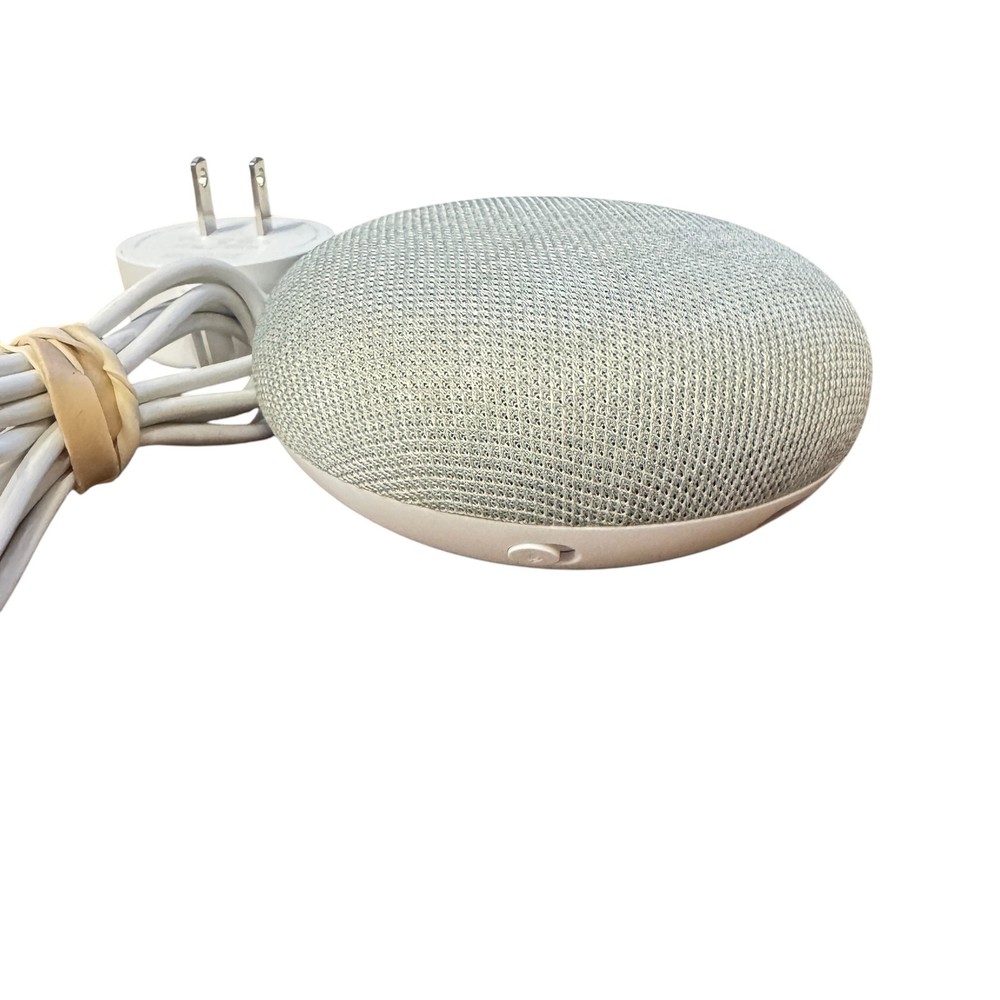 Google Home Mini Smart Speaker Chalk with Power Adapter - H0A - Tested Working