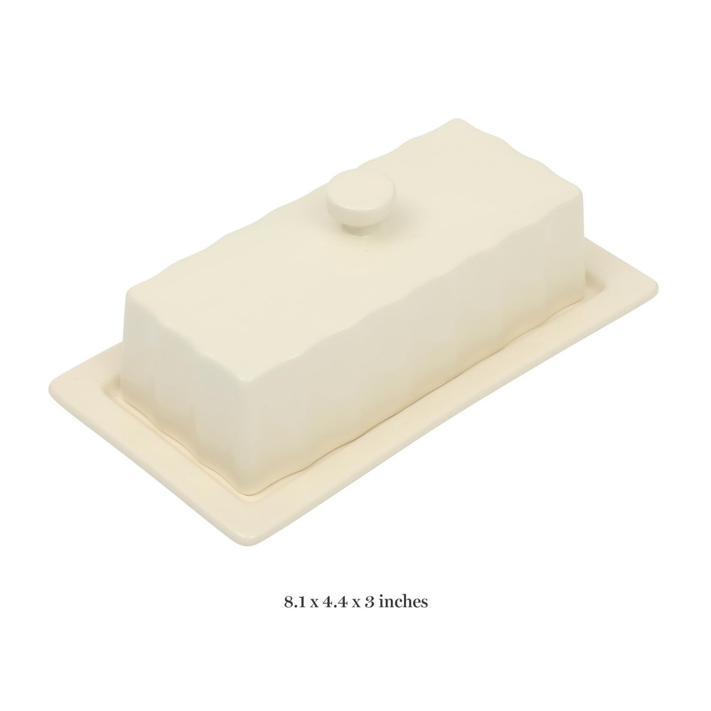Broadbrook Stoneware Butter Dish with Lid, Rectangular Covered Butter Keeper,...