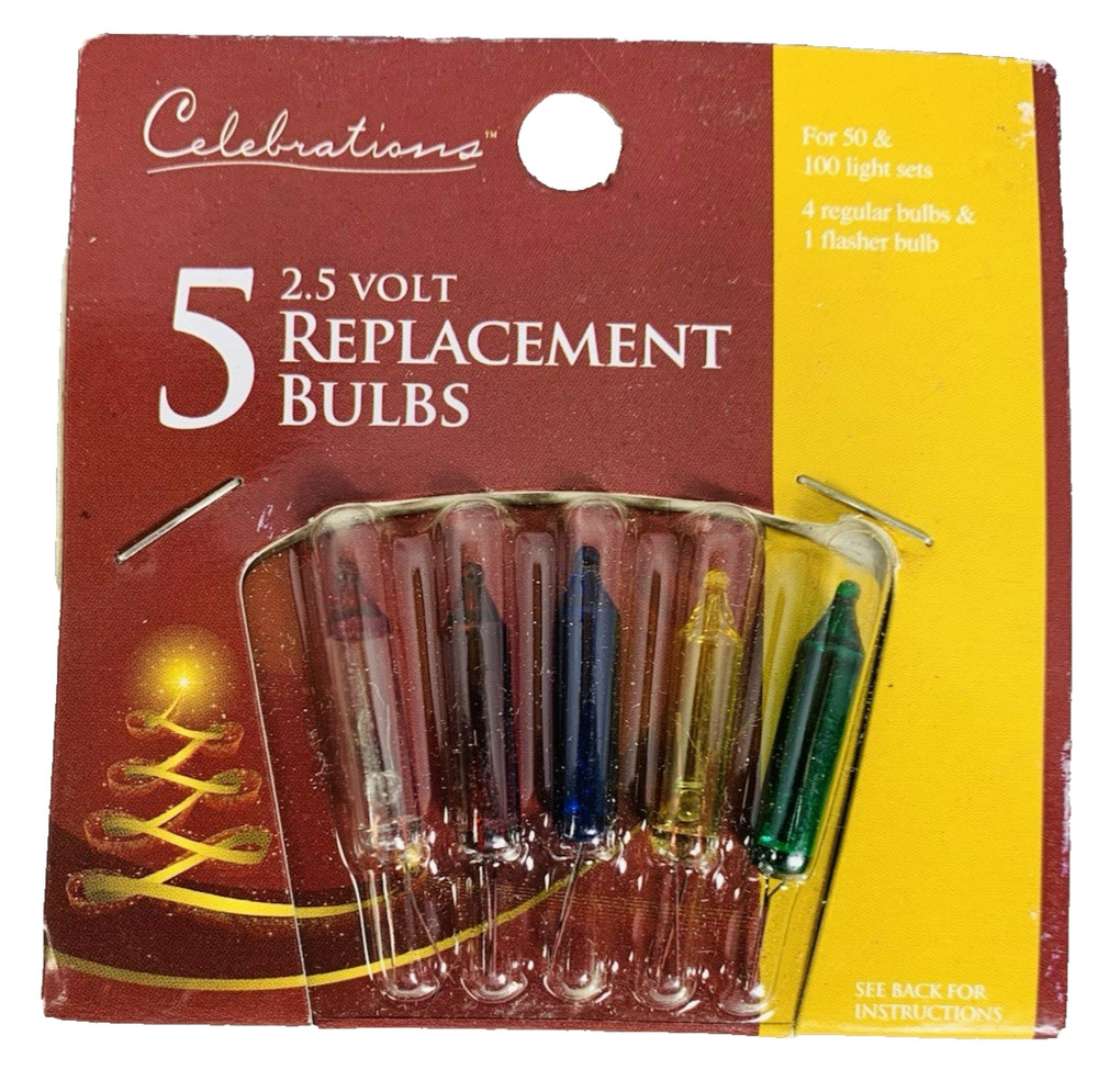 2.5 volt Christmas Light Bulbs Multicolor Mini For 50 100 Light String 4+Flasher
