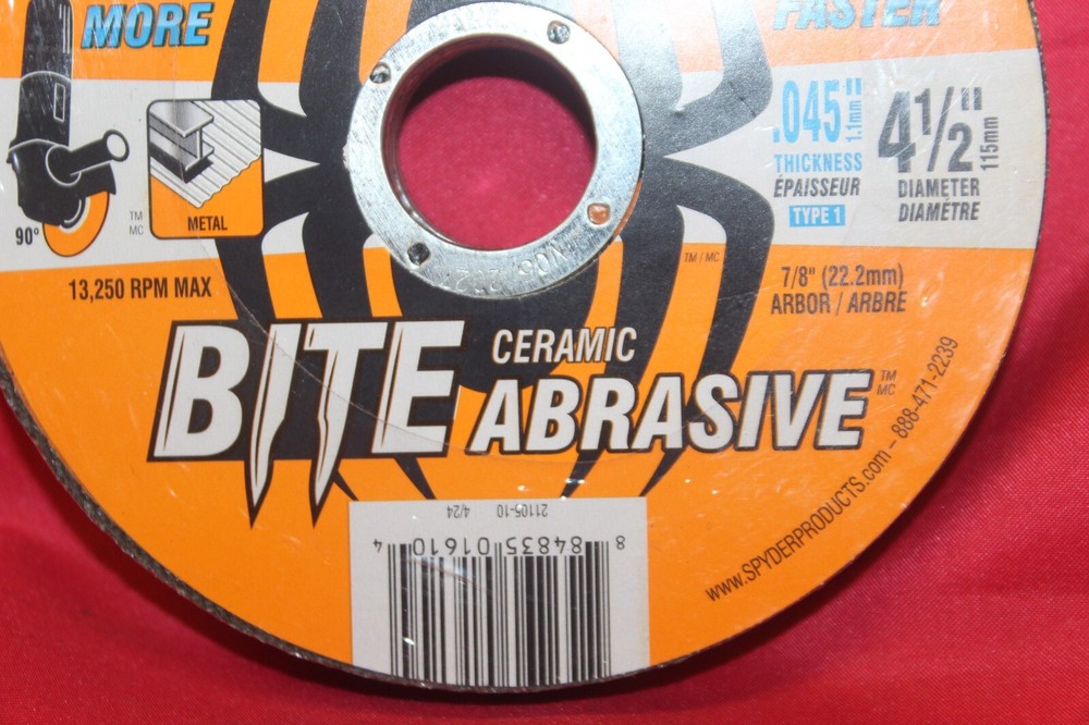 Spyder 10 Pack BITE Ceramic Abrasive 4.5" .045 Thick 21105-10