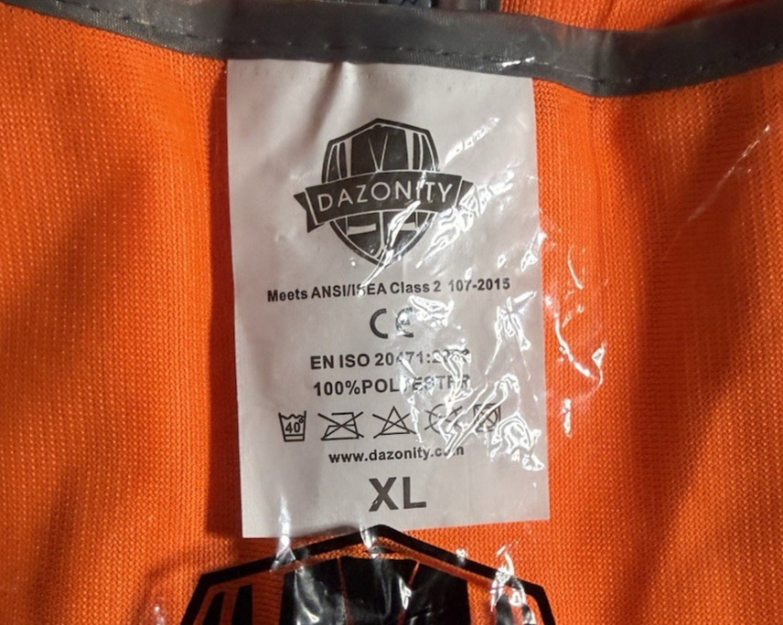 Dazonity High Visibility Mesh Safety Vest with Multi Pockets-Orange/XL