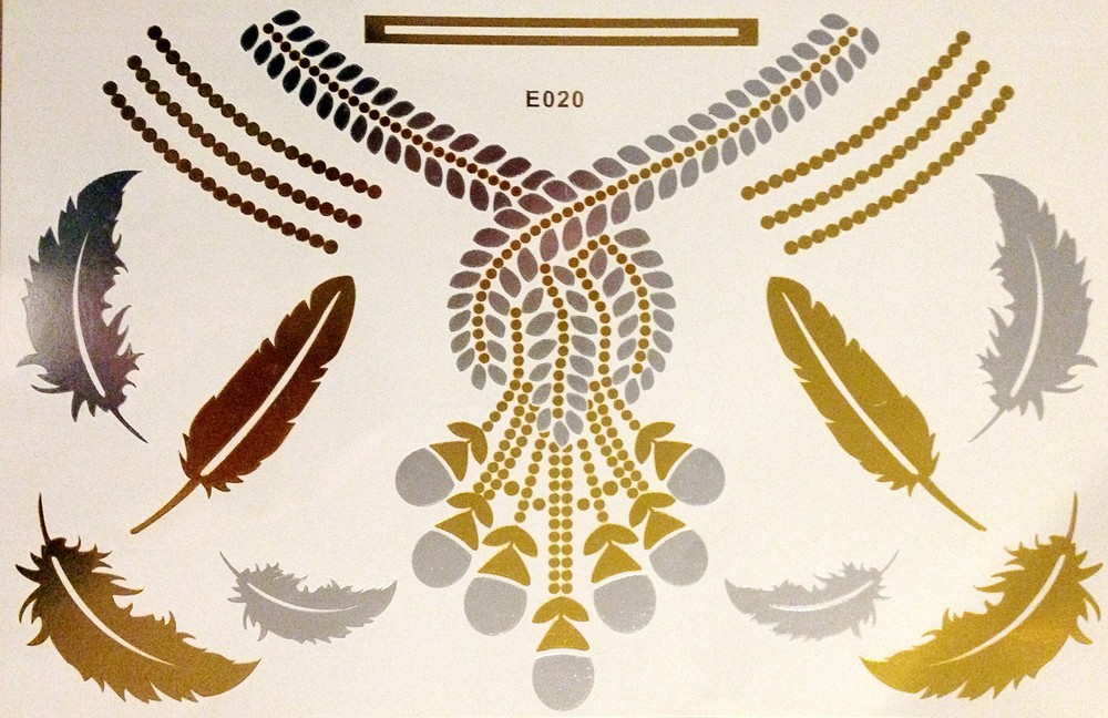 Flash Temporary Adhesive Tattoo Gold 16 Pieces Body Bracelet Necklace E20 WOW
