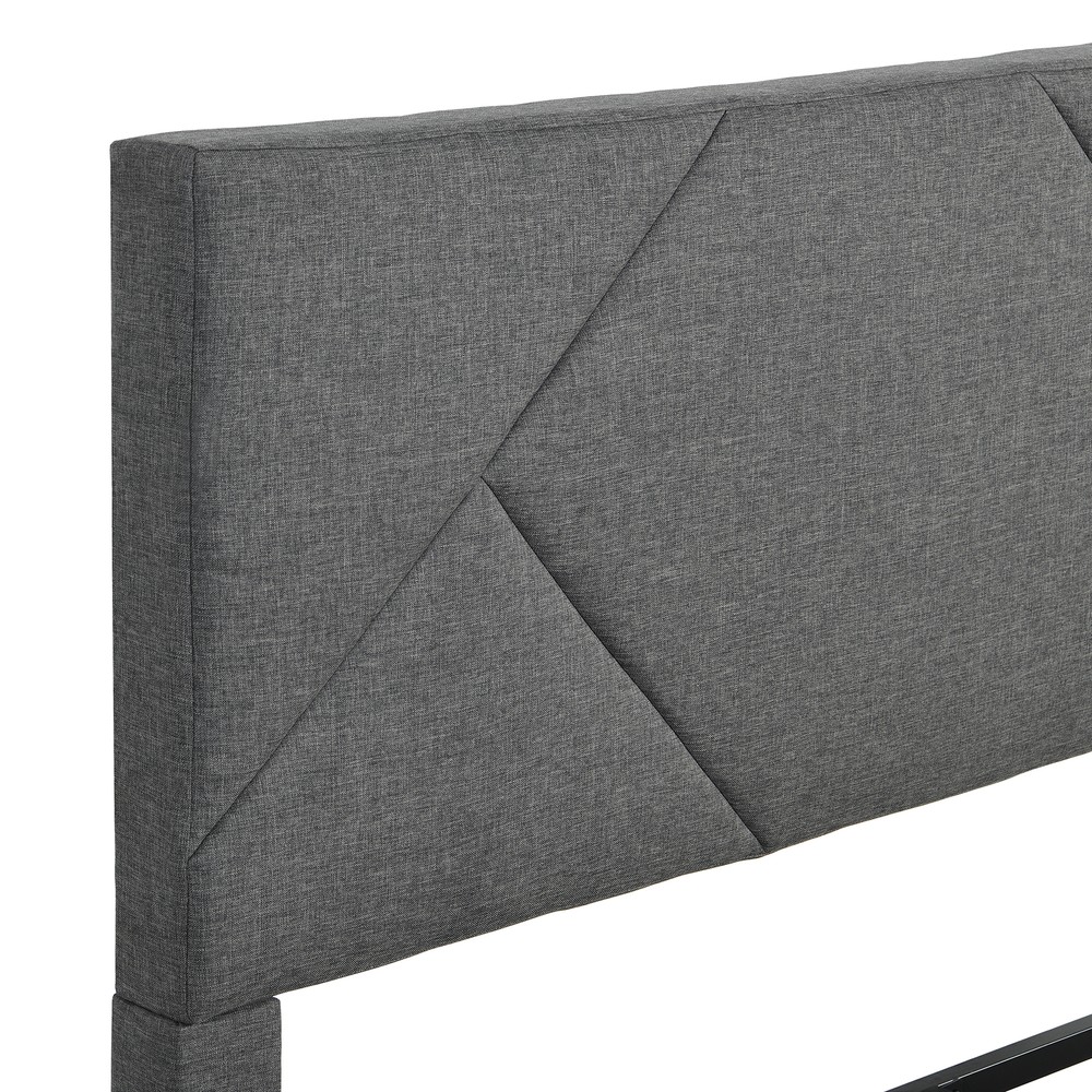 Full Size Upholstered Platform Bed Frame with Headboard, Strong Wood Slat Suppor