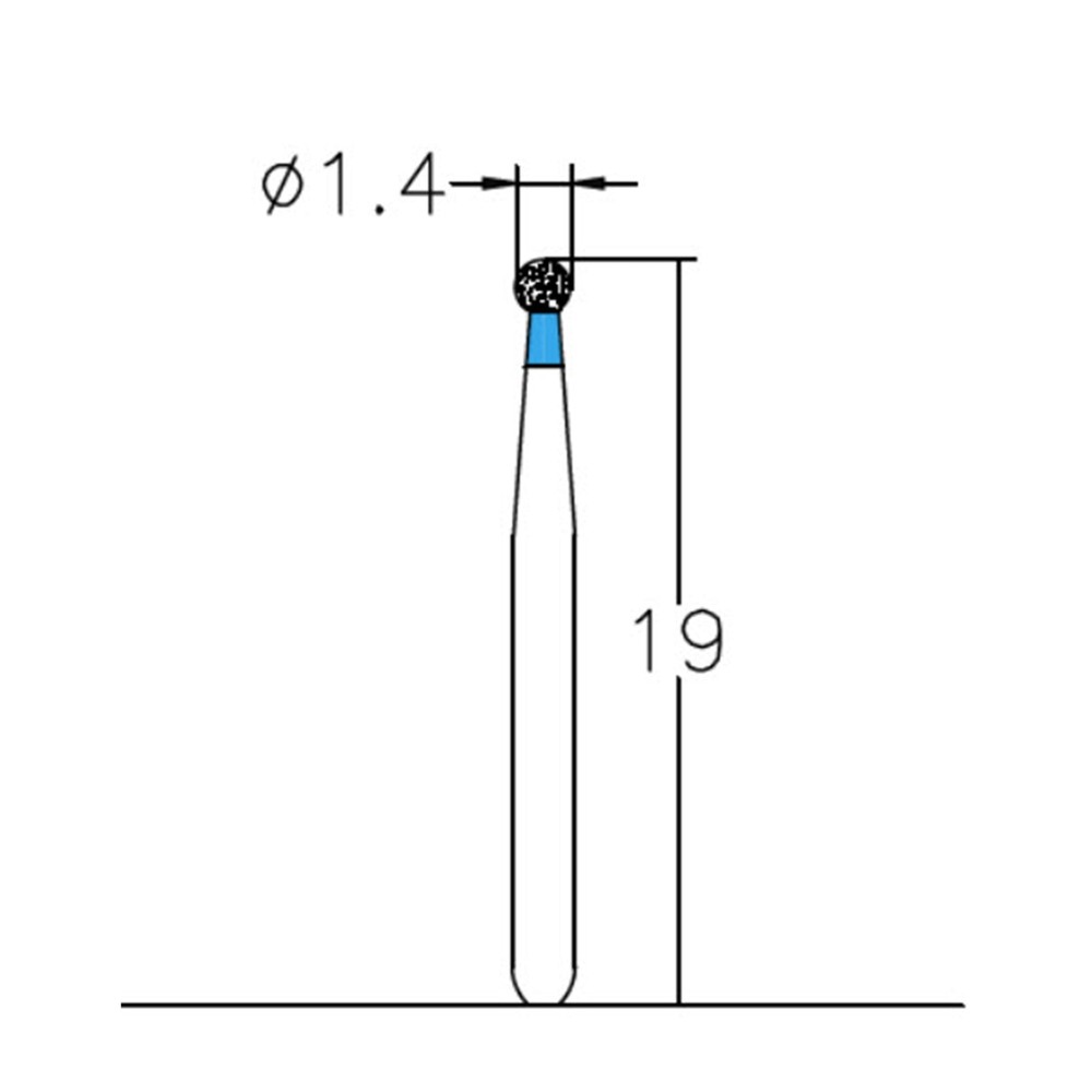 Spherical 1.4 mm Dia Medium Grit Diamond Bur 5/Pack [1597-BR41]
