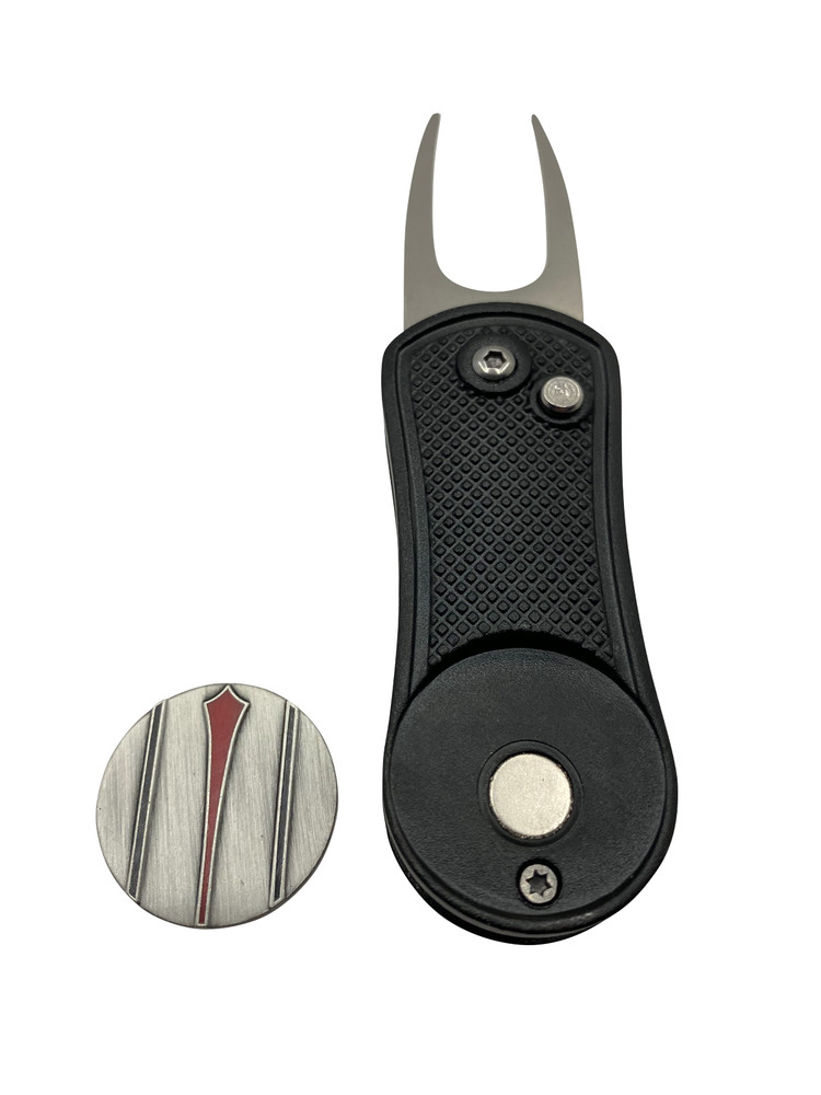 Golf Divot Tool and Ball Marker with Putt Alignment Tool + Ball Stencil