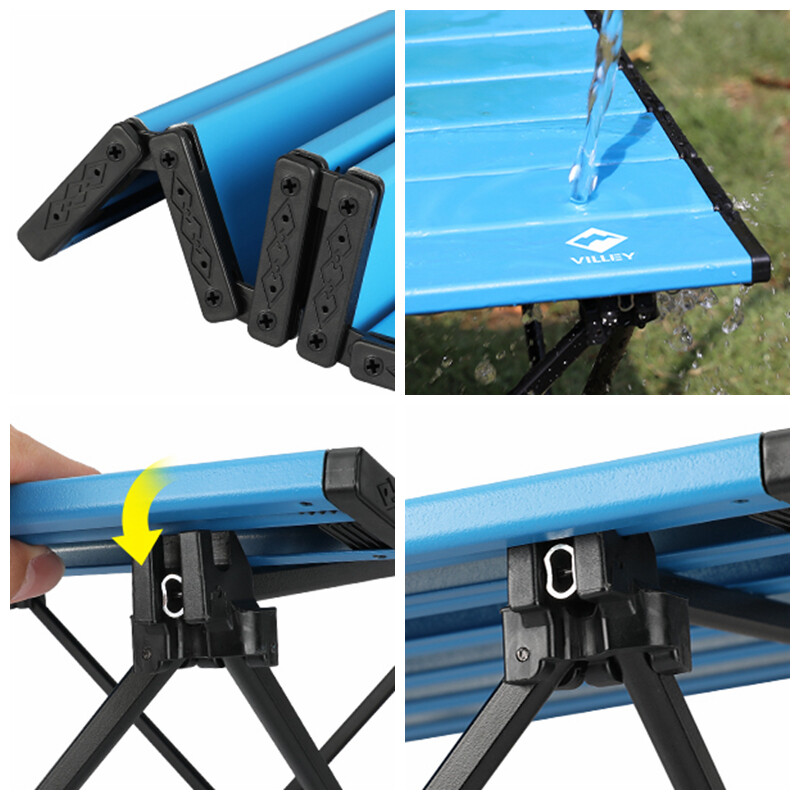 VILLEY Portable Camping Side Table Aluminum Folding Beach Table with Bag