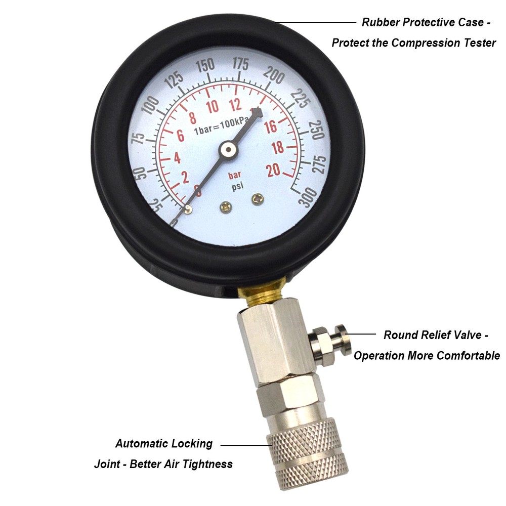 Engine Cylinder Compression Tester Gauge Kit Gas Petrol Diagnostic Testing Tools