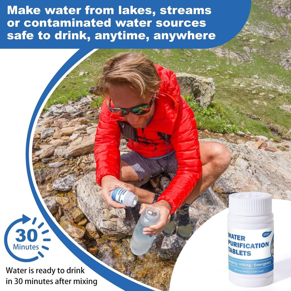 Water Tablets Purification for Drinking (100 Count) - Water Filtration System...