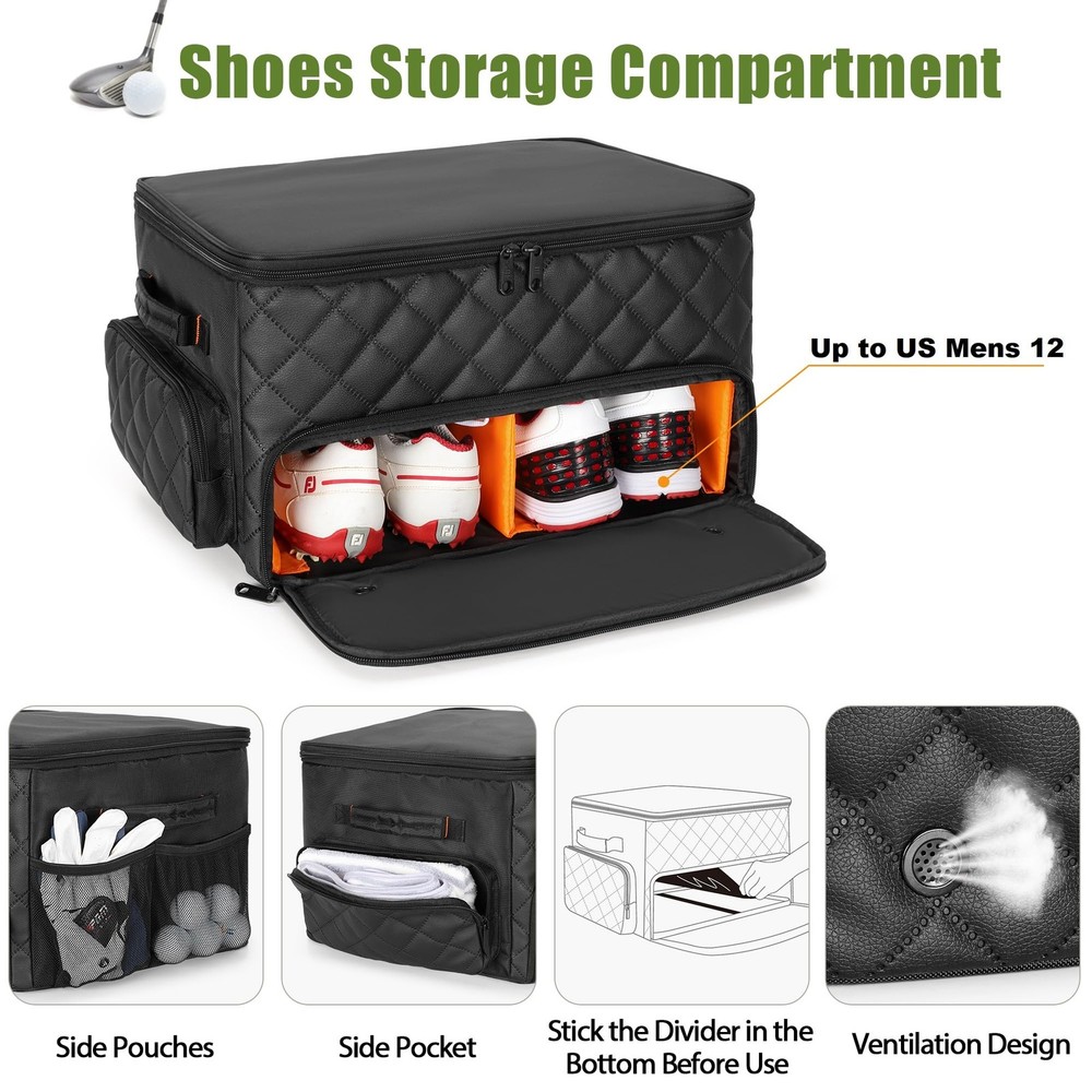 PGmoon 2 Layer Golf Trunk Organizer, Standard Cart Size, black