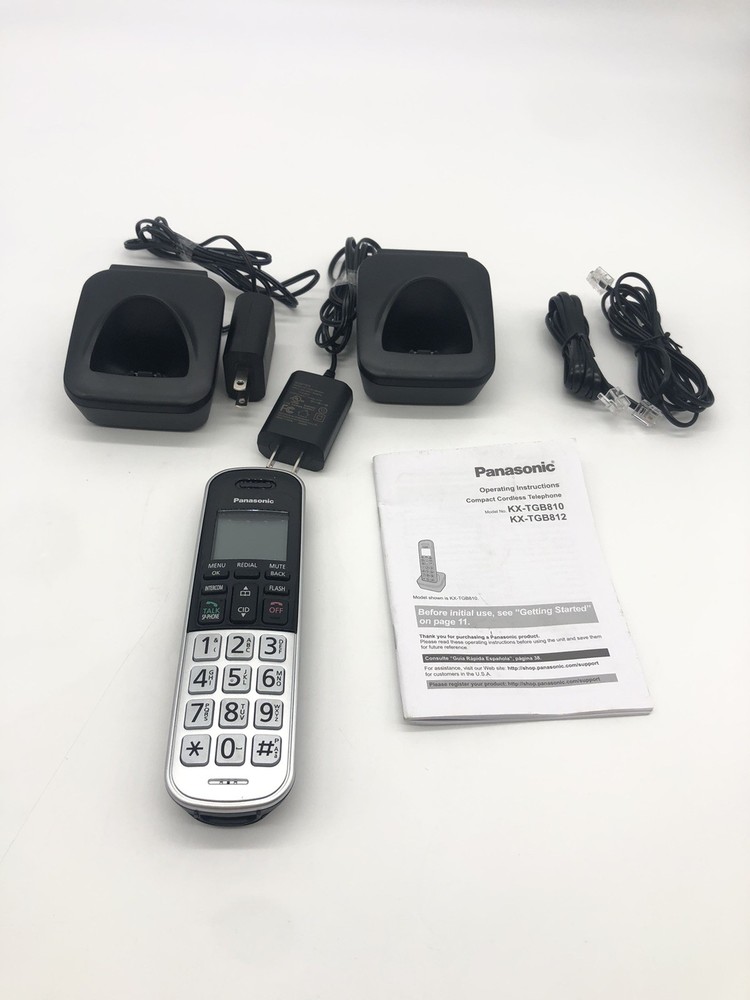 Panasonic Compact Cordless Phone with 2 Charging Bases