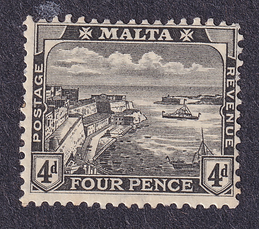 MALTA 1915, Scott 63, 4 pence, black, Mint Hinged.