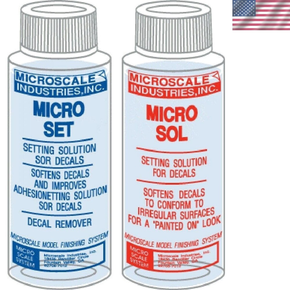 Decal Setting Solution-Micro Scale Micro Sol 102 + Micro Set 101 Package Decal