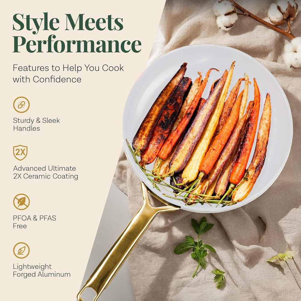 11 Pc Ceramic Cookware Set Non Stick with Steamer Induction Ready