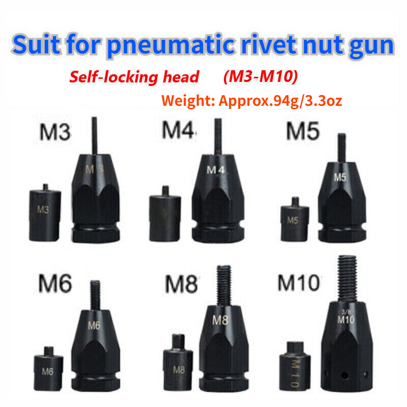 M3/4/5/6/8/10 Pneumatic Rivet Nut Air Rivets Self-lock Head Nut Gun Pull Setter