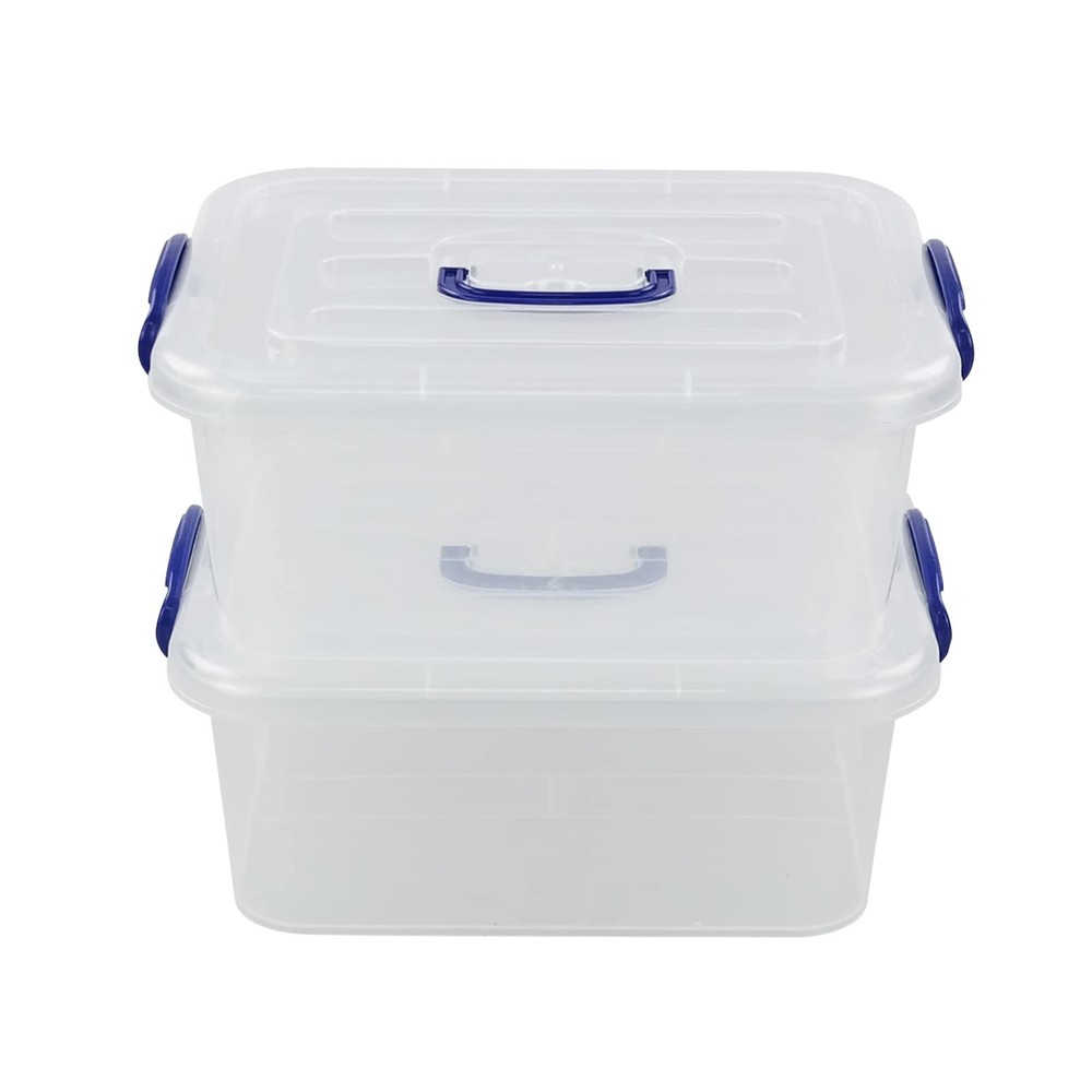 2-pack 8 Liters Storage Containers with lids, Plastic Latching Storage Boxes