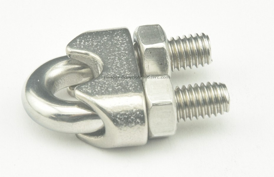 1/4" (M6) Guy Wire Rigging Clamp Stainless Steel 3-Pack
